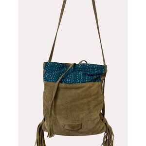 Noonday Collection Women's Beige Suede Crossbody Bag SKU 6146